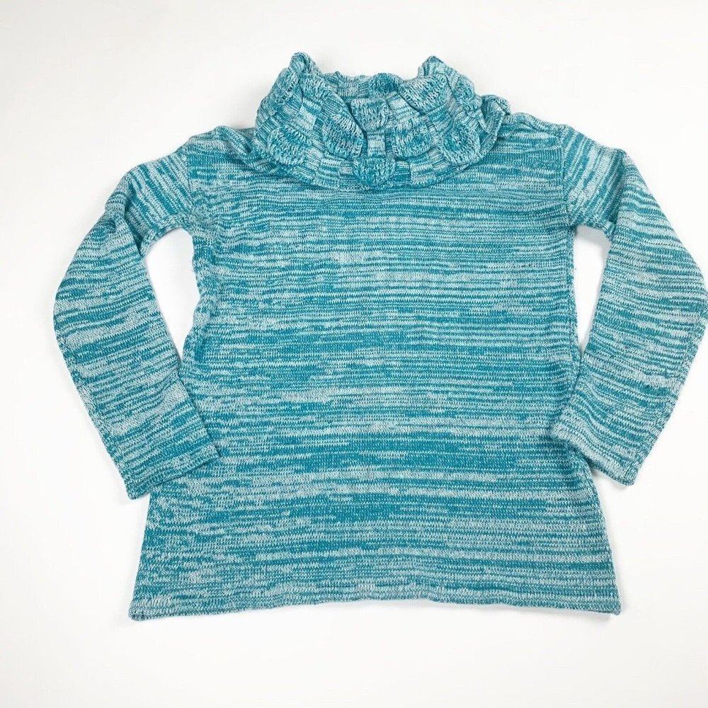 Design 365 Cowl Neck Pullover Sweater Size Medium Blue Aqua Heathered